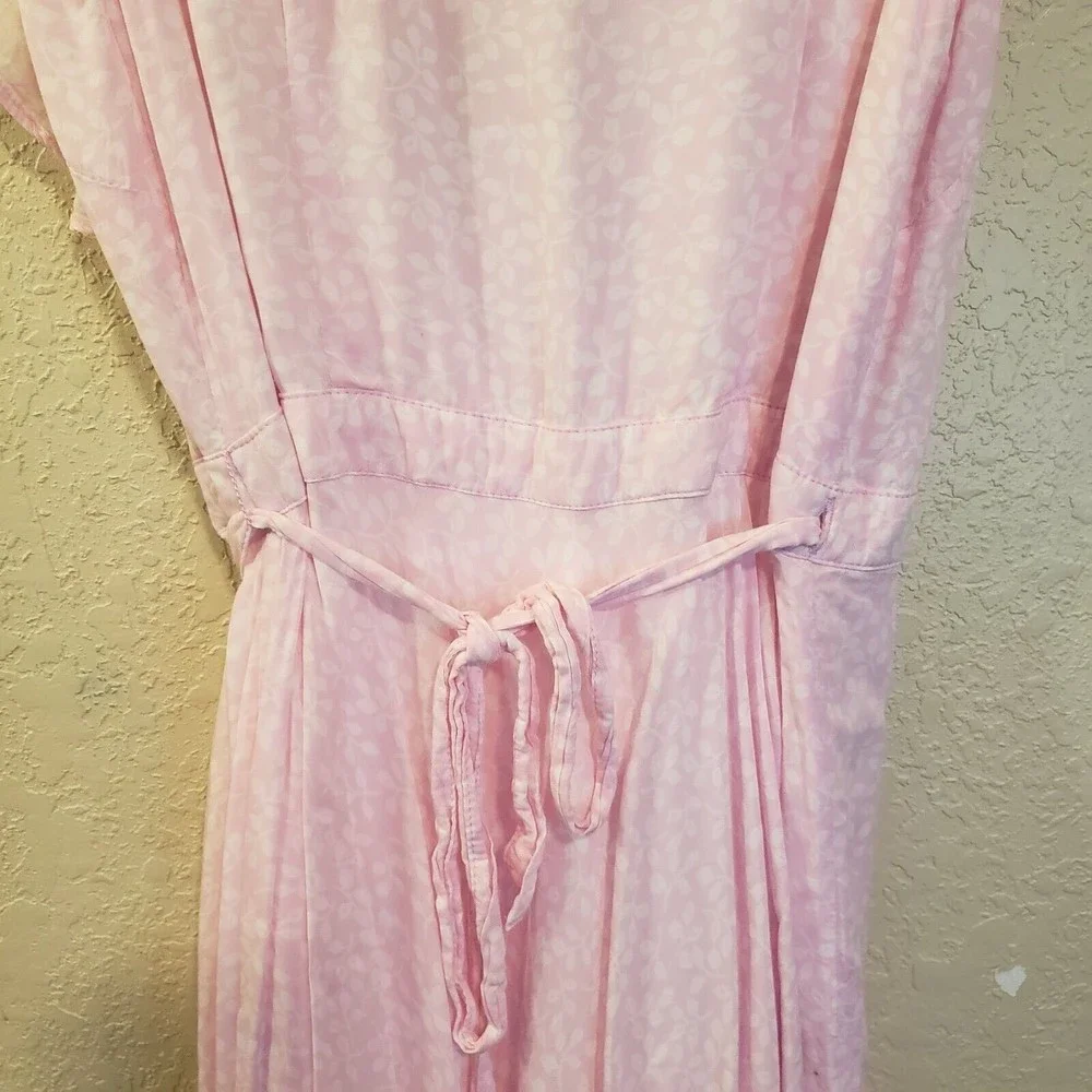 Draper James Floral Wrap Dress, Sz Medium, Pink Ruffle Summer Wrap Dress - Picture 9 of 12